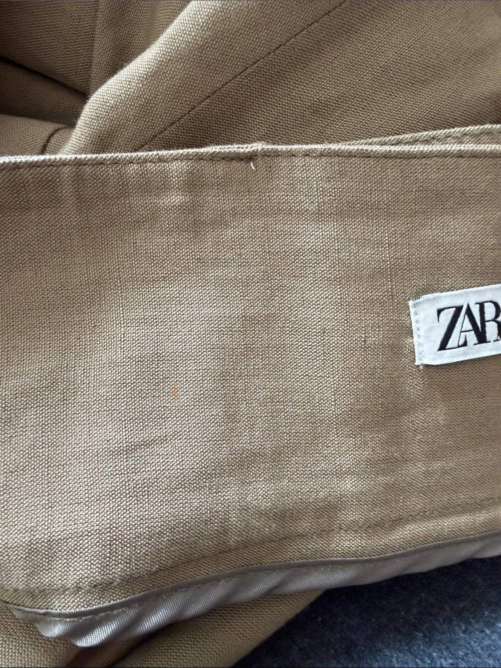 Zara Linen Blend Belted Rustic Long Skirt Sz M - Picture 10 of 11